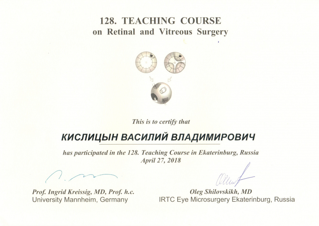 Кислицын, курс по витреоретинальной хирургии под руководством профессора Ингрид Крейссиг (Германия)..jpg