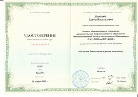 Сертификат Болгова Елена Васильевна