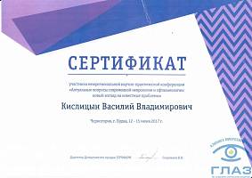Сертификат Кислицын Василий Владимирович